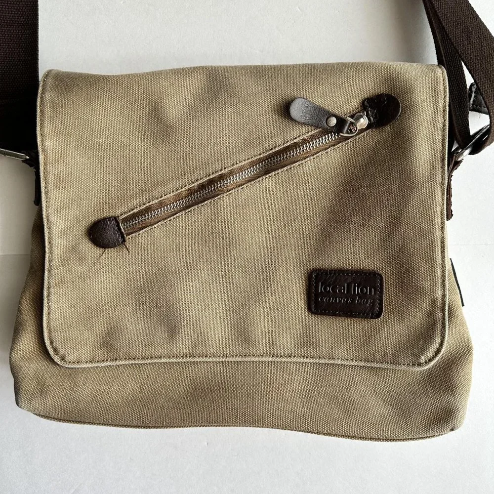 Outdoor Local Lion Canvas Bag Crossbody Messenger Shoulder Bag Adjustable Strap